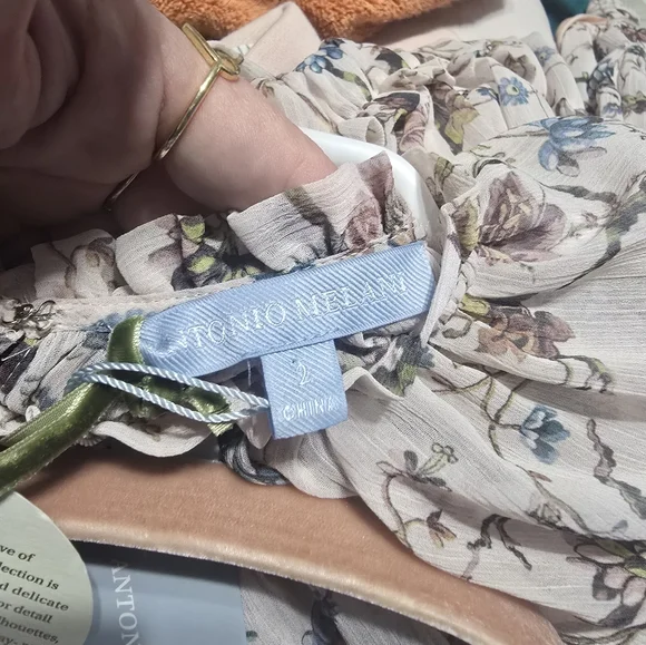 NWT Nicola Bathie/Antonio Melani Claire Floral Chiffon Tiered Ruffle Midi Dress. - Picture 13 of 16